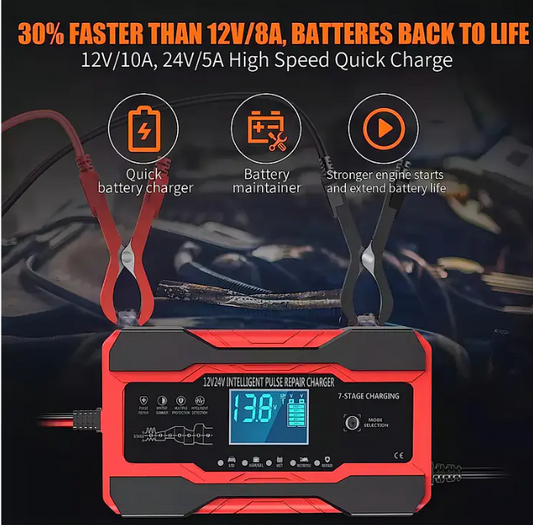 Cargador Inteligente Batería Auto Moto Carga Rápida