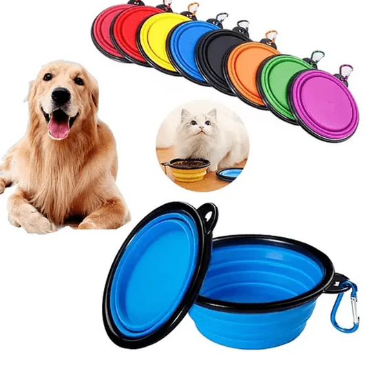 Plato Mascotas Plegable 13CM Color azul y negro.